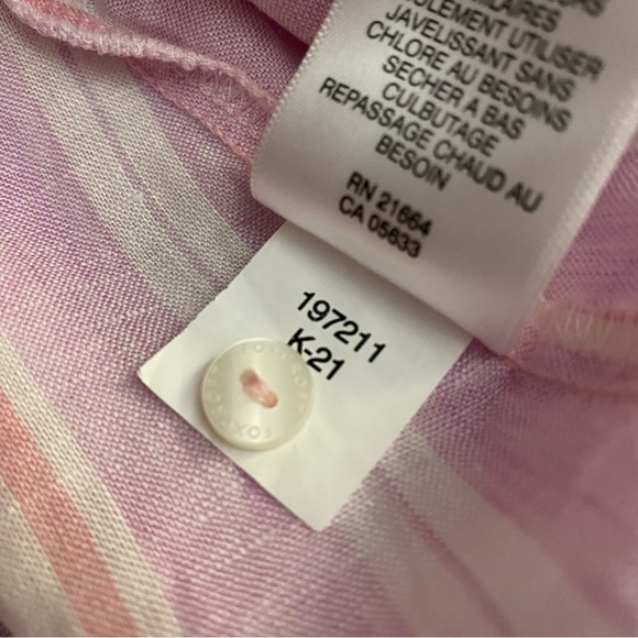 Foxcroft NYC Blouse Women’s 22W Pink Striped Buttoned Shirt Top 100% Linen EUC - Picture 5 of 8